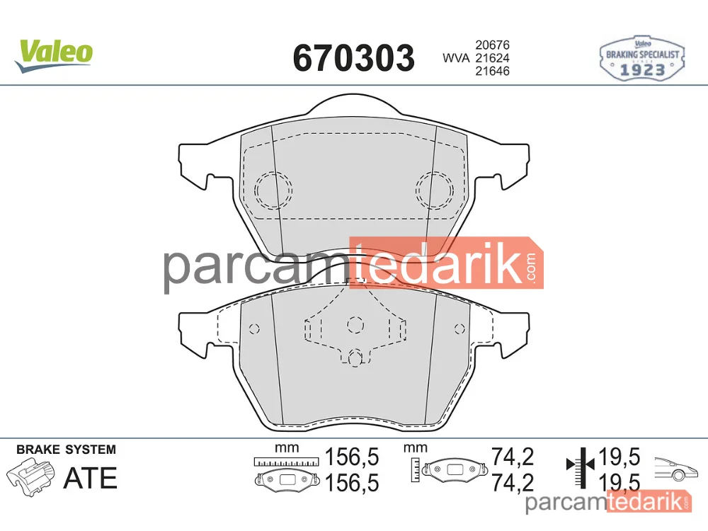 670303 | Fren Balatası — Audi A4 B5, VW Passat B5, VW Passat B5 Variant